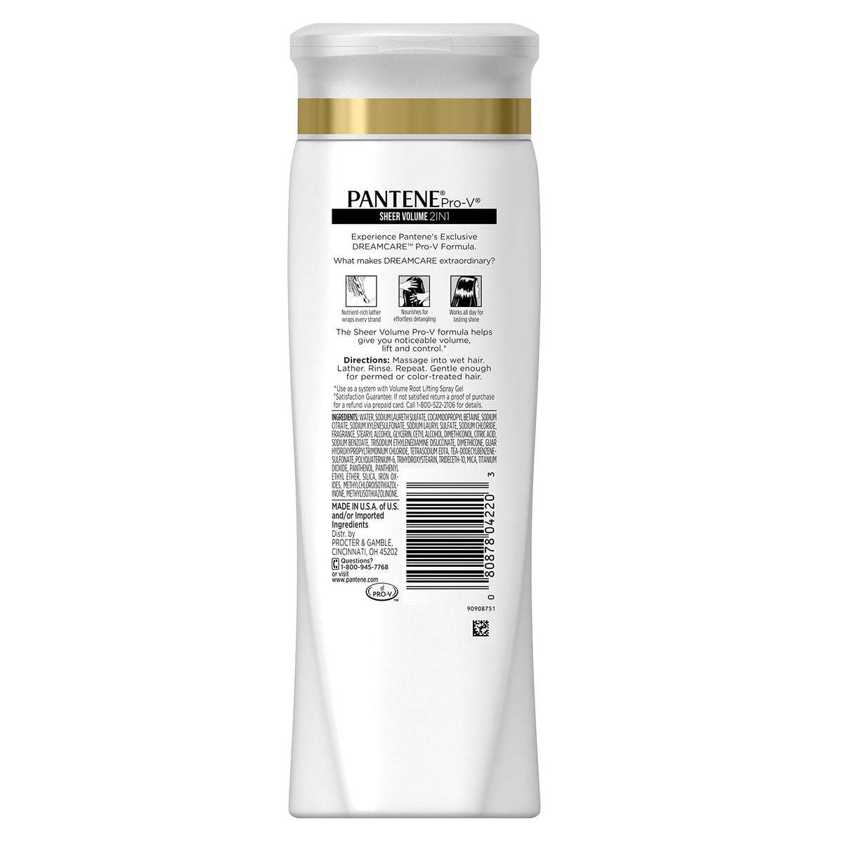 Authentic Pantene Pro-V fine hair solutions sheer volume bottle angled view