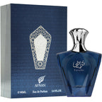 Authentic Afnan Turathi Blue premium outer packaging box detailing ingredients