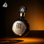 Lattafa Fakhar Eau de Parfum spray nozzle and sophisticated chrome bottle cap close up