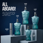 Close up of the signature sailor stripes on the Jean Paul Gaultier Le Male bottle