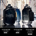 Coach for Men 60ml bottle displayed upright alongside its sophisticated dark grey packaging box