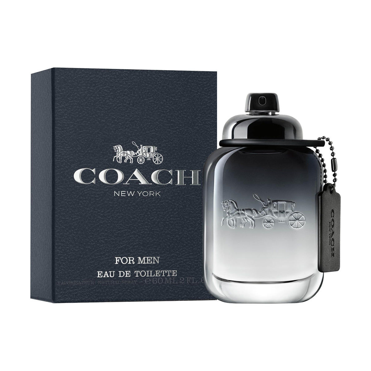 Bottom label of the Coach for Men Eau de Toilette bottle showing product verification details