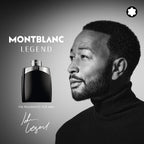 Montblanc Legend fragrance bottle showcasing the silver metallic cap and branding