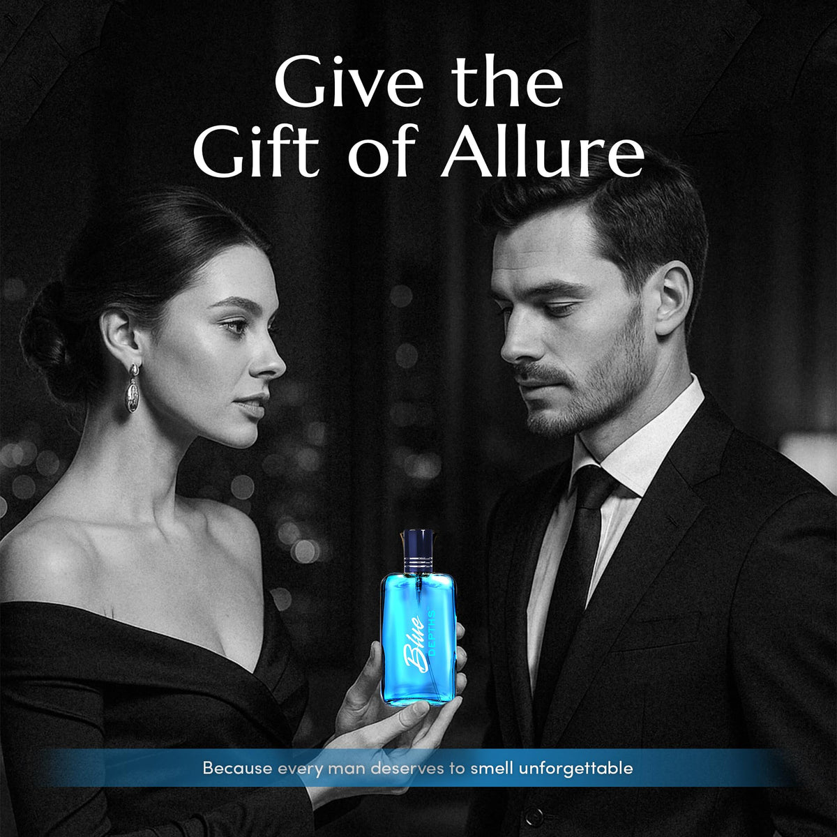 Back label of the Blue Depths Eau de Toilette bottle showing safety information and manufacture details