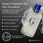 PB ParfumsBelcam G Eau Blue aquatic and citrus men's perfume spray profile view