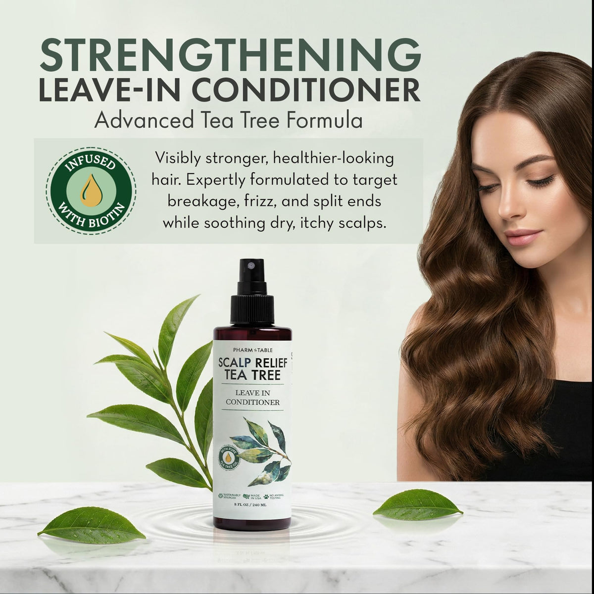 Pharm To Table tea tree spray showing hydrating scalp treatment benefits