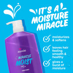Back of Aussie Miracle Moist Conditioner bottle with ingredients