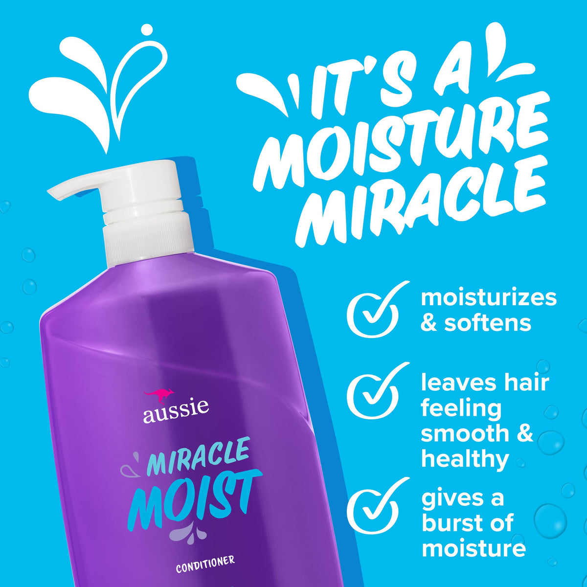 Back of Aussie Miracle Moist Conditioner bottle with ingredients