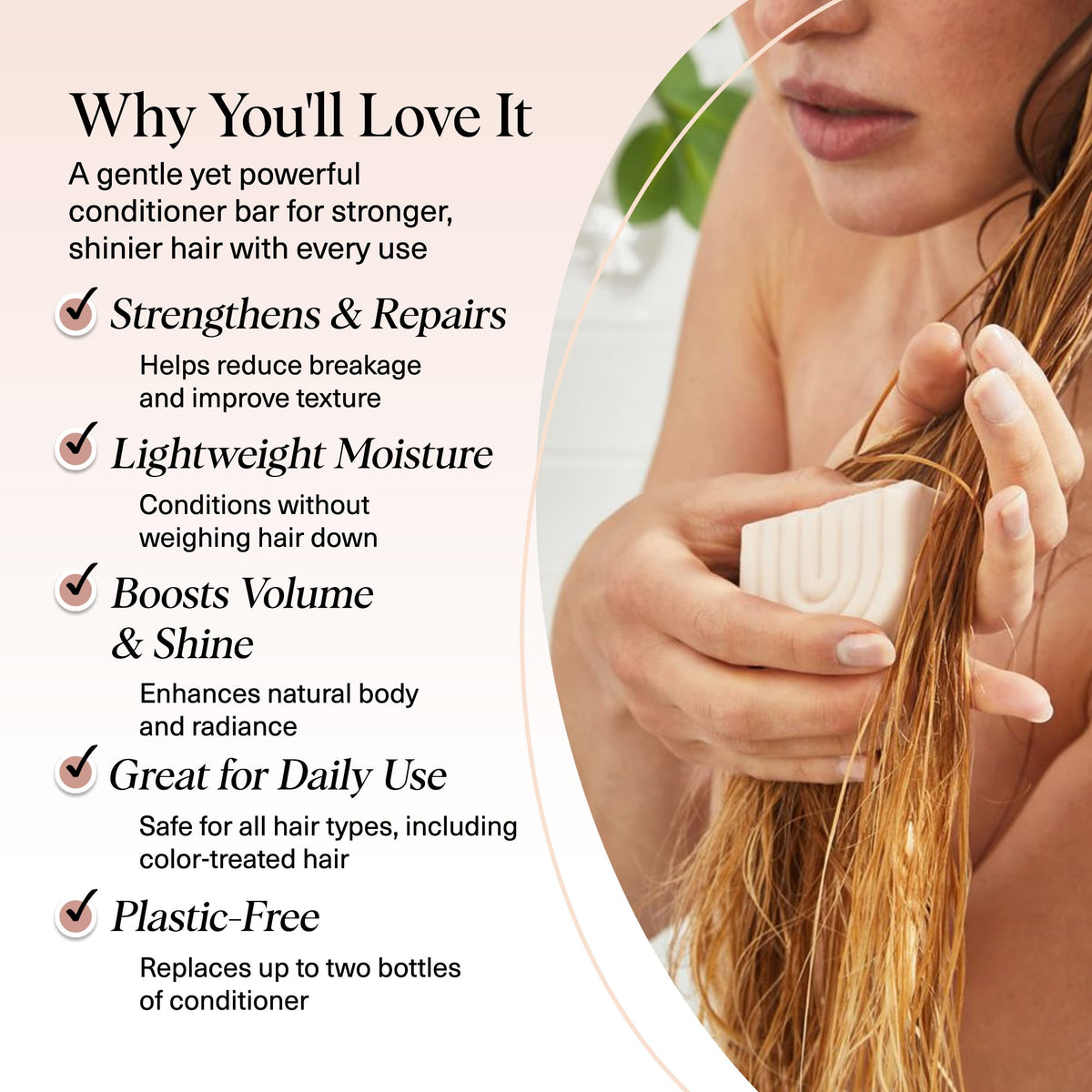 Side view of Kitsch rice protein hair conditioner bar