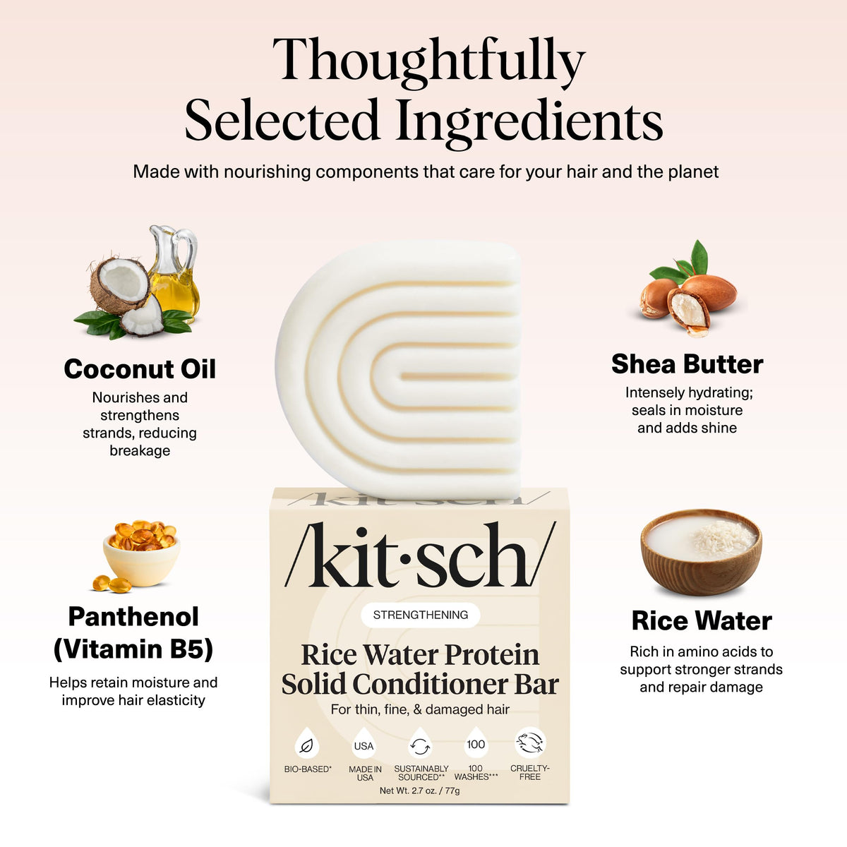 Kitsch rice water hair conditioner ingredients label