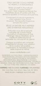 Coty Vanilla Fields for women showing the compact travel sized cologne spray bottle against a clean lifestyle background