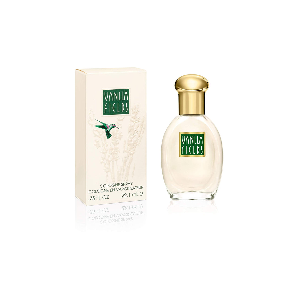 Close up of the spray nozzle on the Coty Vanilla Fields Cologne showing the premium gold cap design