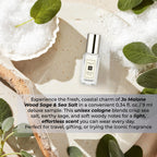 Jo Malone London coastal mineral and sage scented travel size spray bottle on display