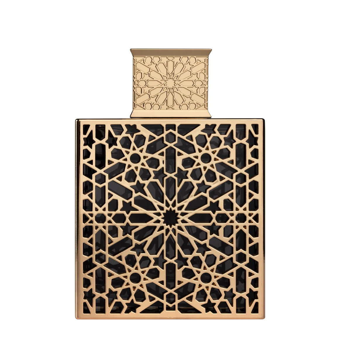 Rayhaan Elixir premium luxury unisex perfume spray bottle with its elegant gold cap removed.
