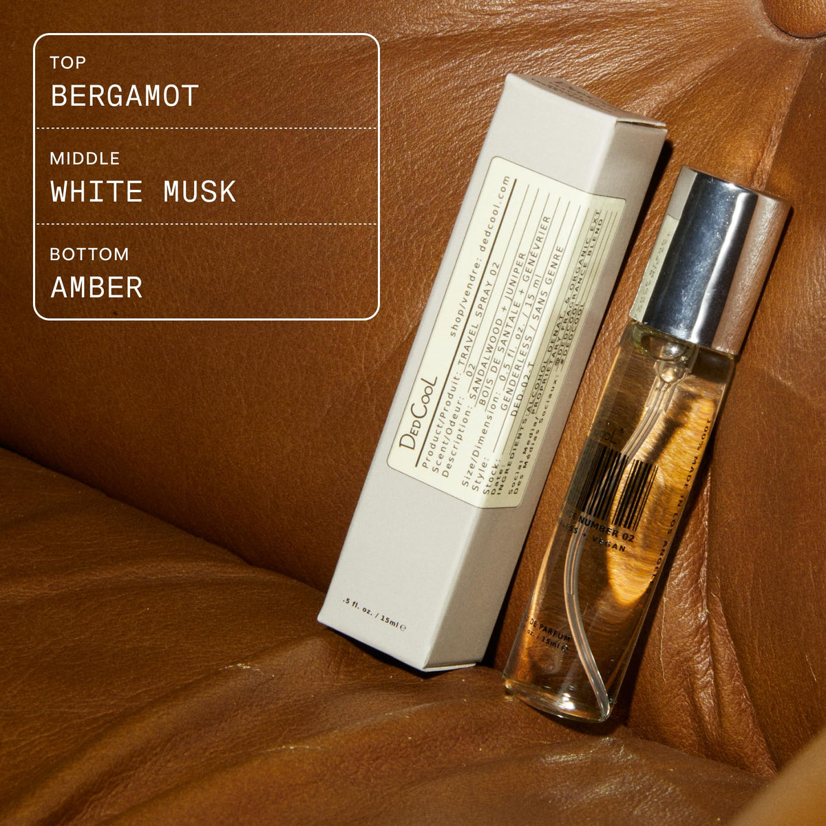 DedCool authentic USA imported clean fragrance bottle design angle view