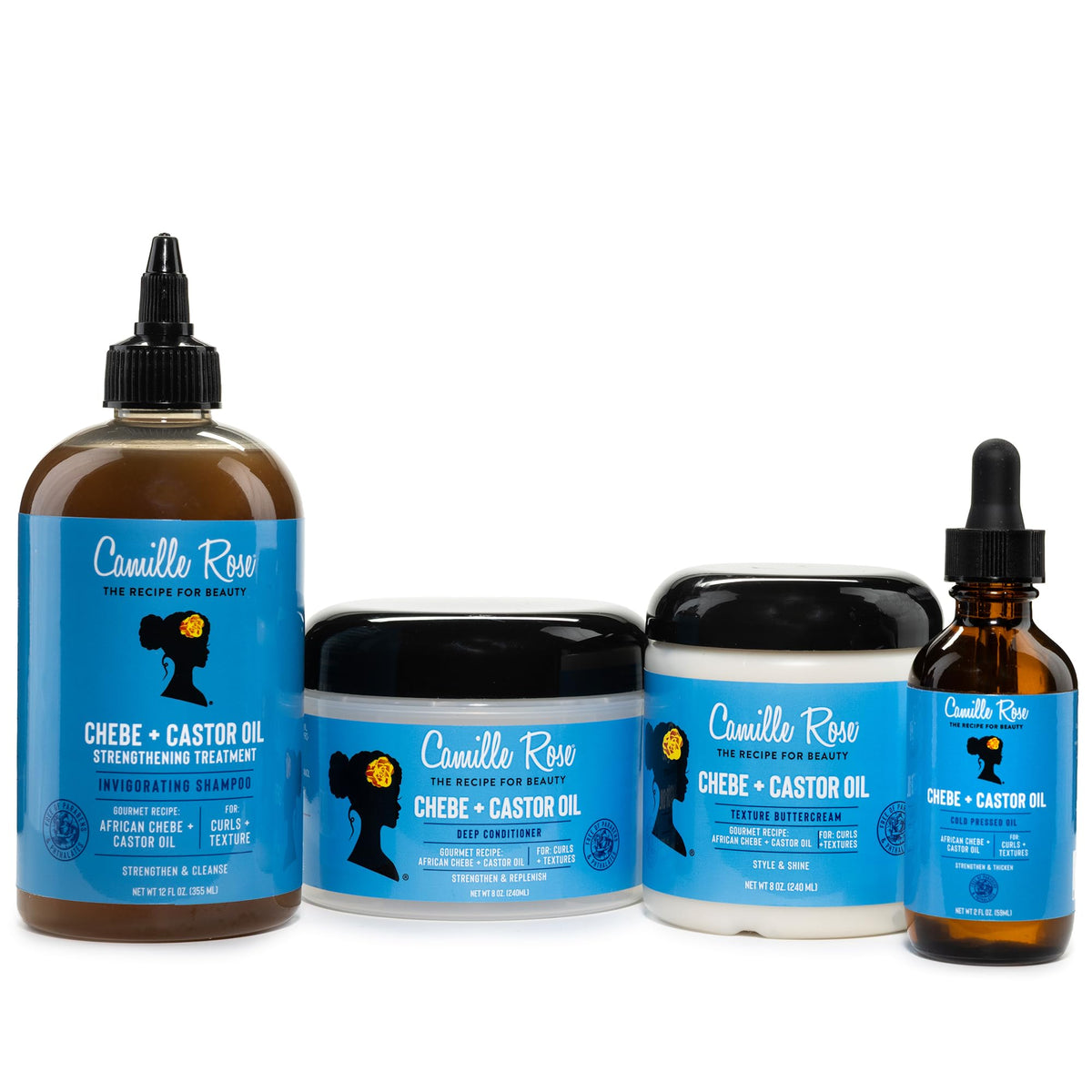 Close-up view of the Camille Rose Black Castor Oil and Chebe formulation for damaged hair repair.