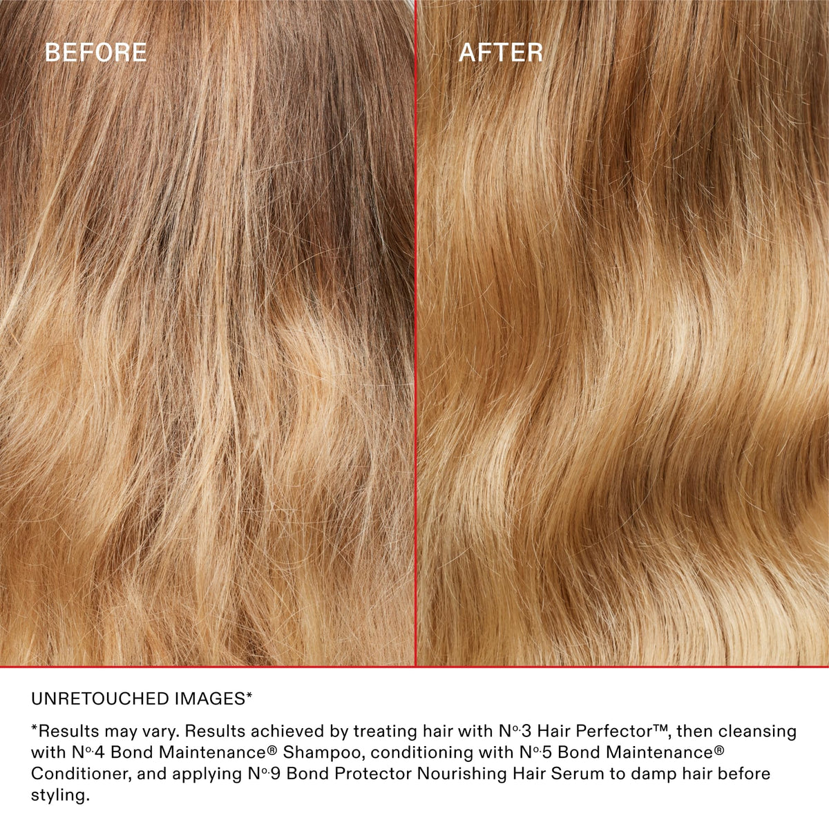Olaplex Number Three regular application visual for hair breakage reduction.