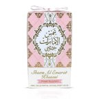 Shams Al Emarat Khususi Pink Blush perfume bottle unboxed on a clean background.