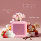 Side view of the romantic pink glass bottle of Shams Al Emarat Khususi.