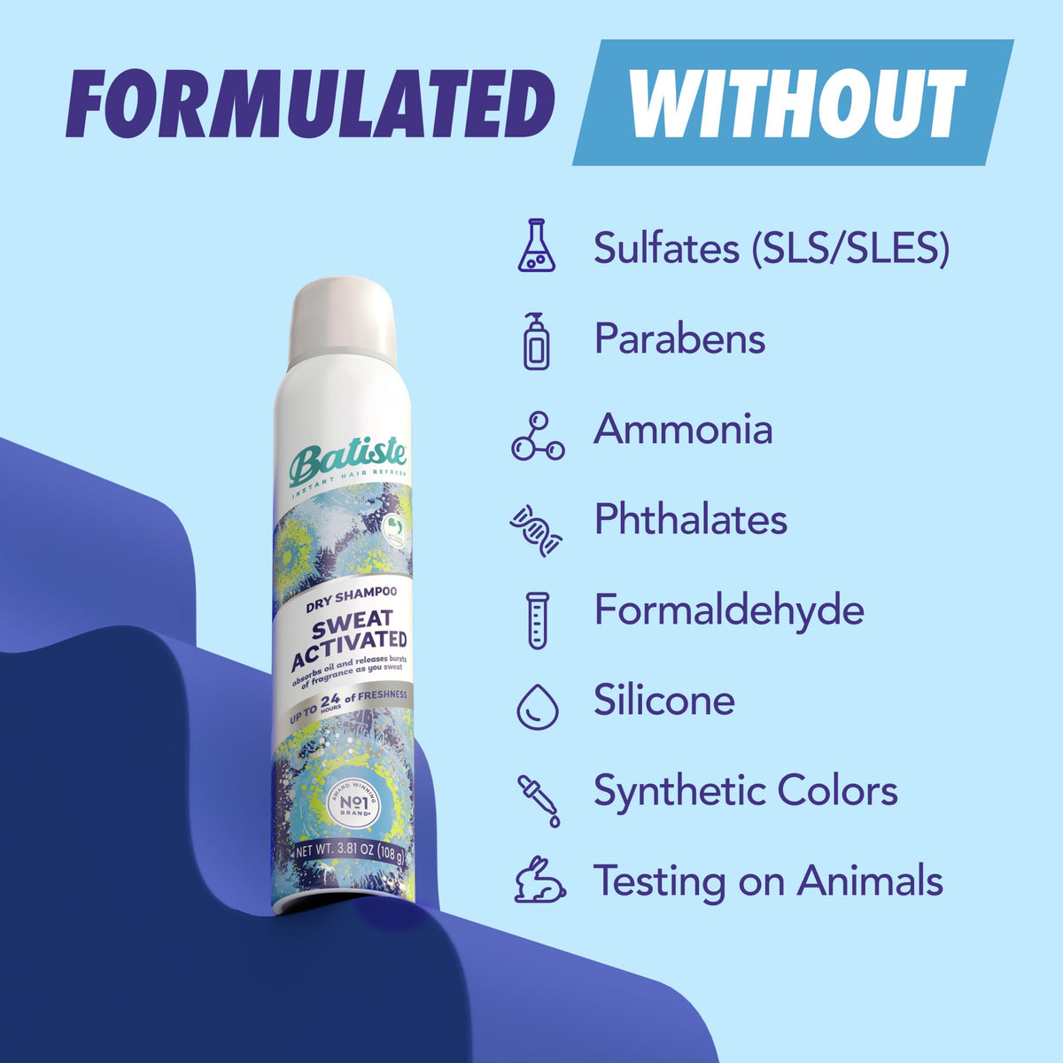 Side view of Batiste sweat activated hair refresher spray