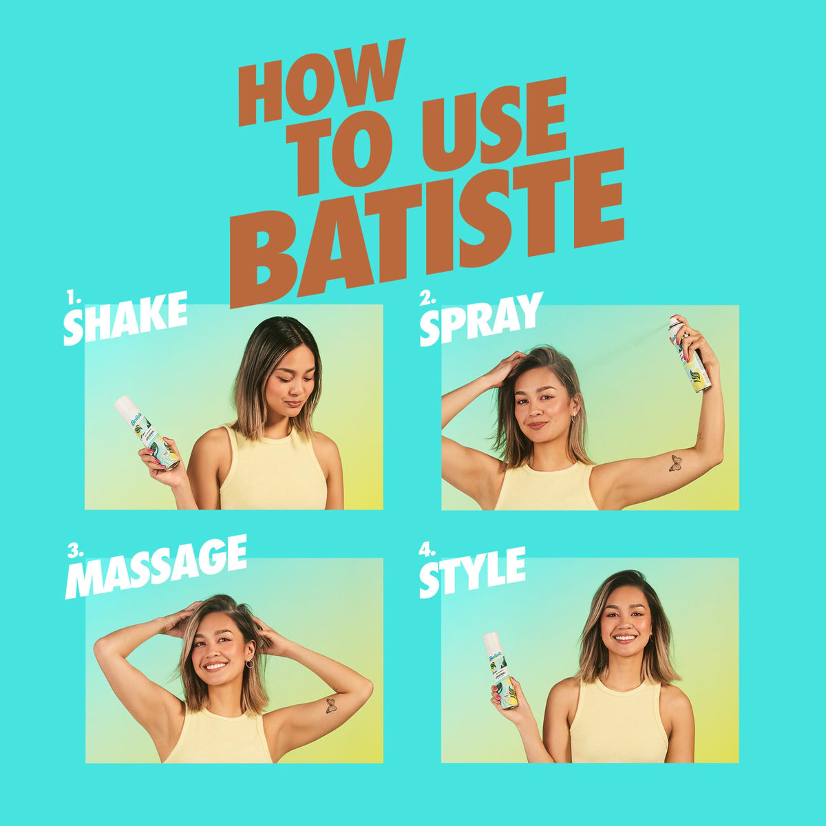 Authentic Batiste five point seventy one ounce dry shampoo bottle