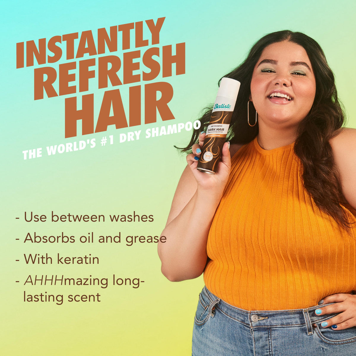 Batiste oil absorbing dry shampoo for dark hair on display