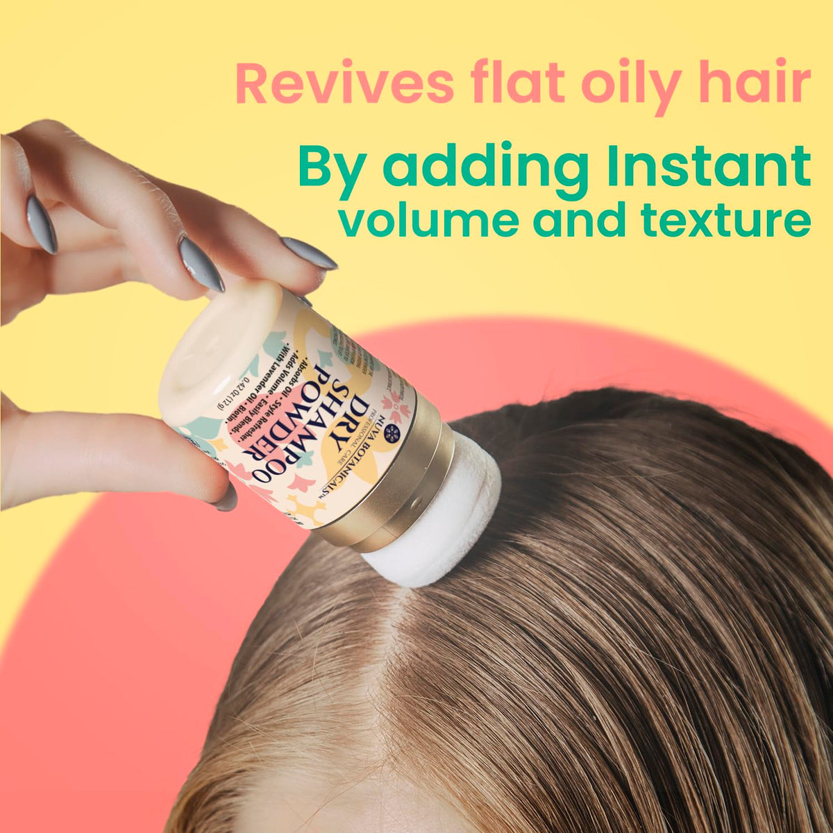 Travel size lavender scented dry shampoo powder