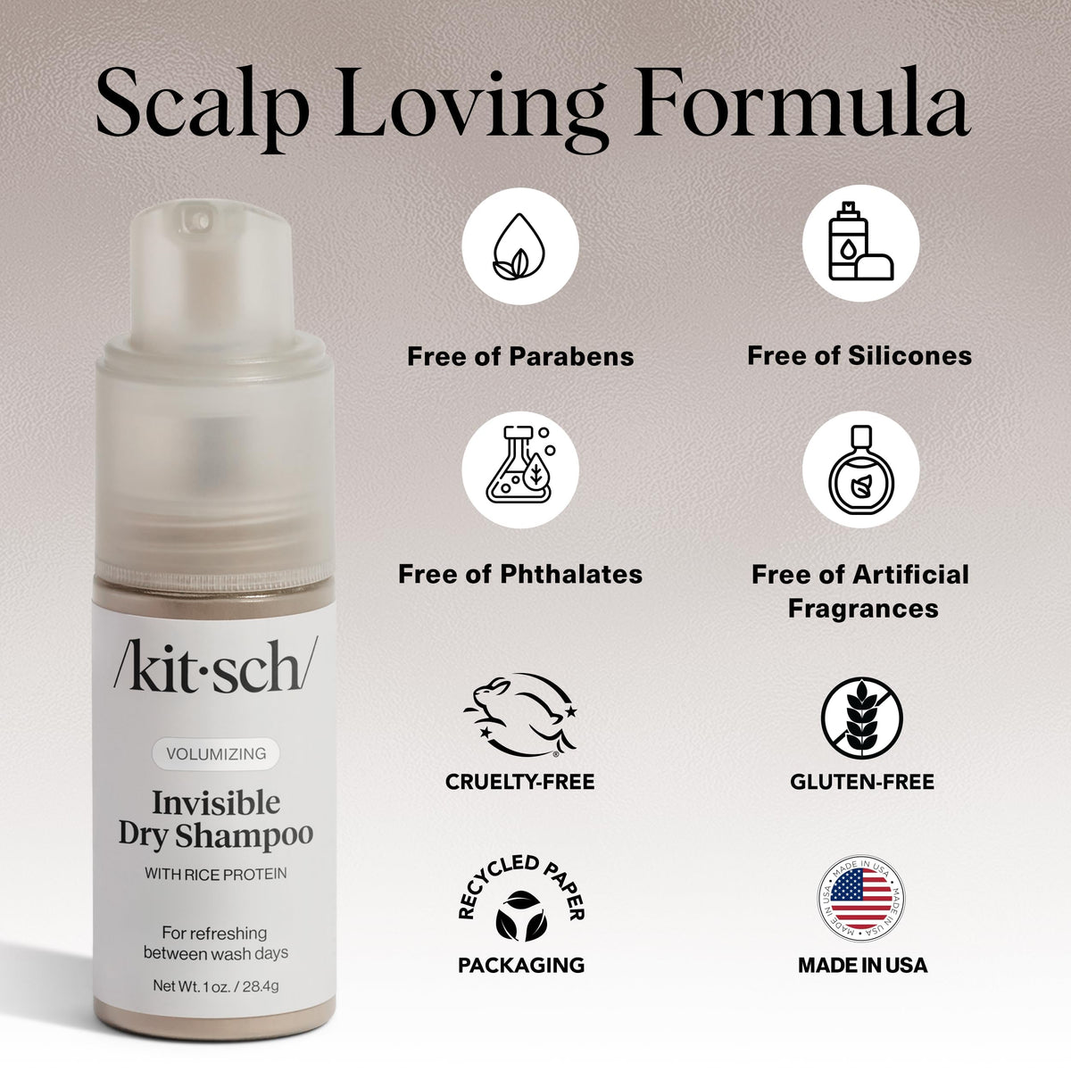 Professional hair styled with Kitsch dry shampoo