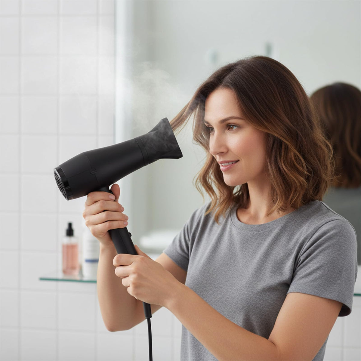 Side profile of the flat replacement blower nozzle illustrating the sleek design built for faster hair drying and smoothing.