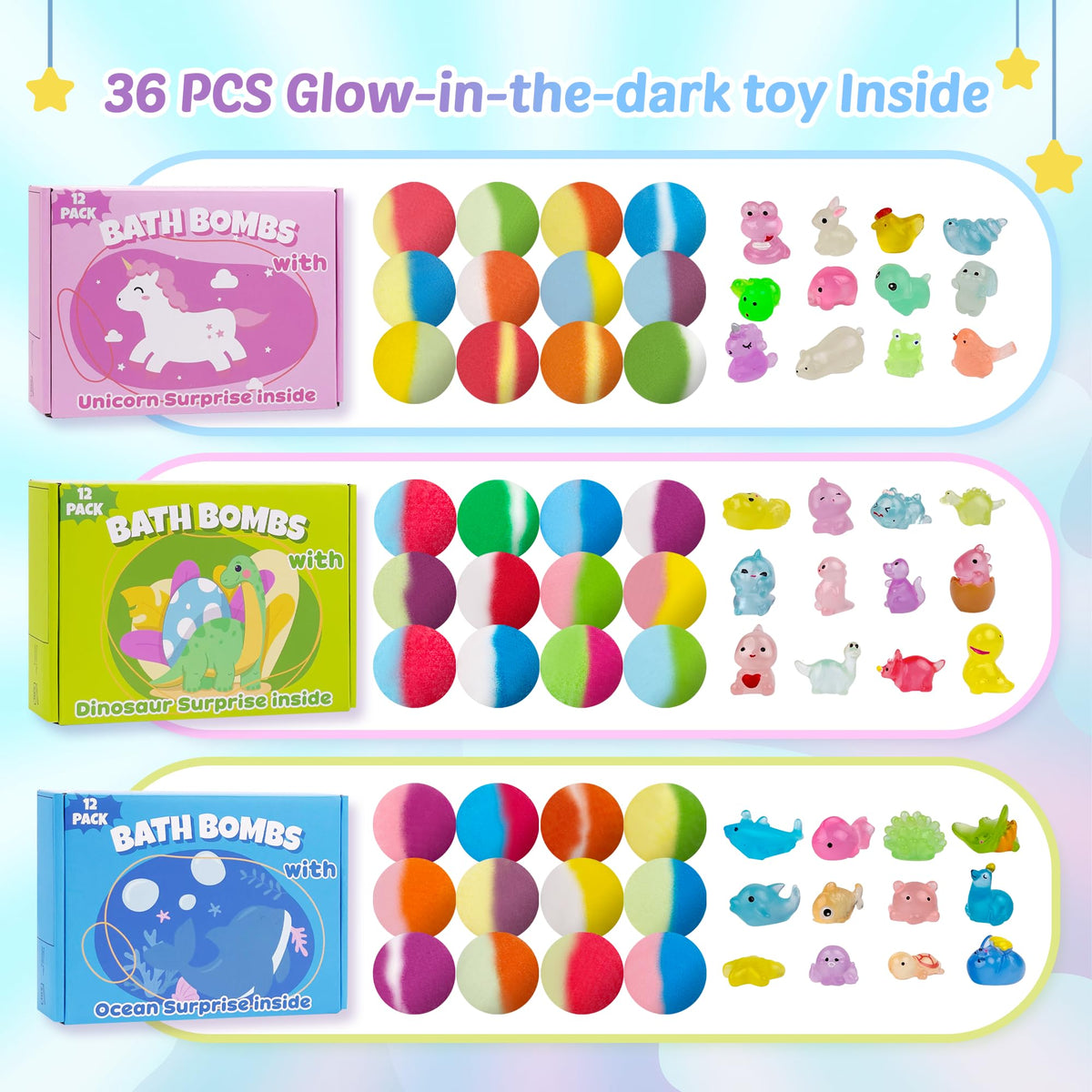 Organic handmade children bubble bath balls with glow in the dark dinosaur surprise toys
