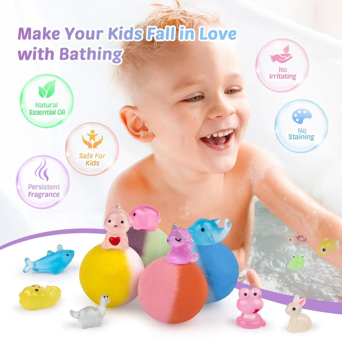 Skin safe sea salt and essential oil bath bomb balls showing vibrant fizzy colors