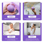 The colorful fizzing action of a moisturizing bubble bomb dissolving in warm water.