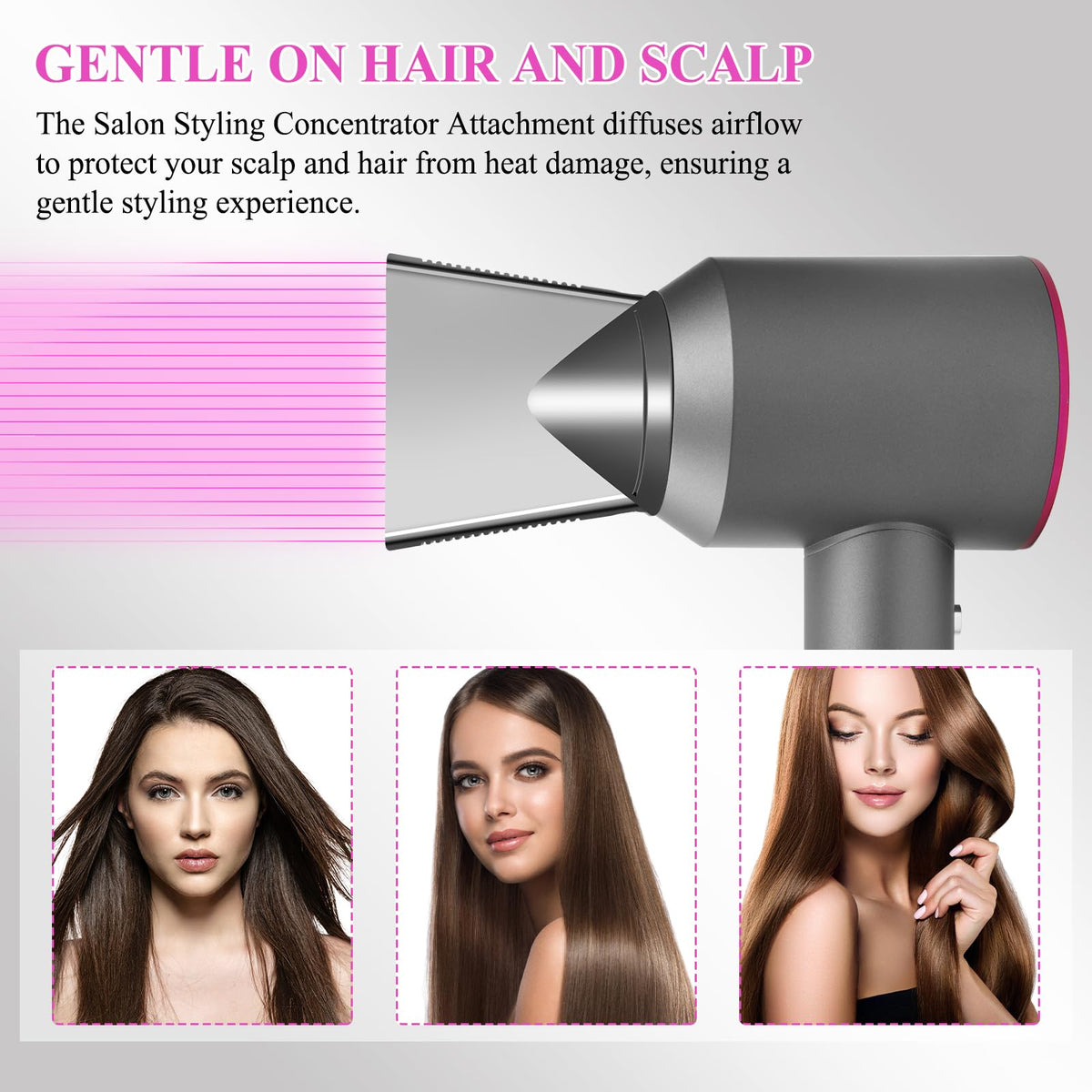PUREGUST magnetic blow dryer accessory showing the rear magnetic attachment base