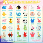 Three independent themed boxes of ocean land and sky animal bath toys for children