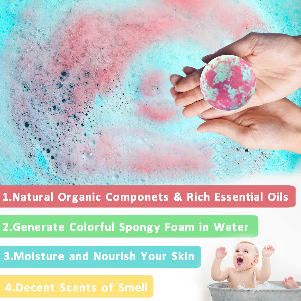 Six different scent varieties including lavender and watermelon displayed next to the unicorn gift set.