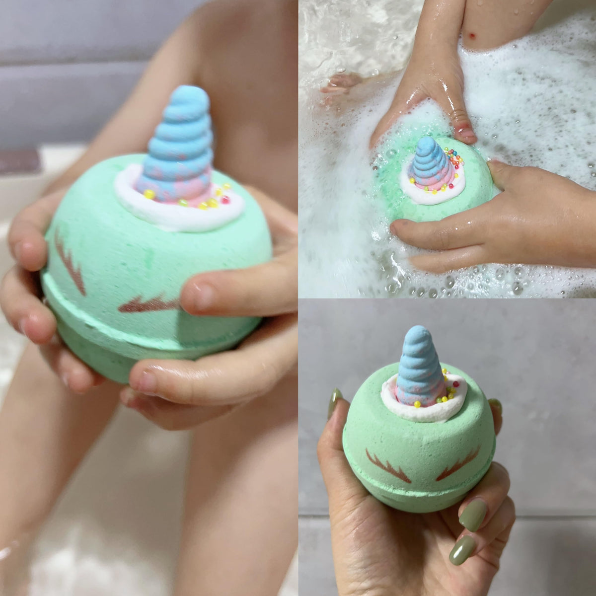 Close up view of the extra large premium fizzy bath balls showcasing the high quality texture.