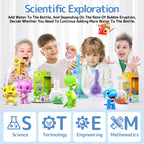Close up view of safe bubbly foam eruption inside a bathtub using scientific soap potions.