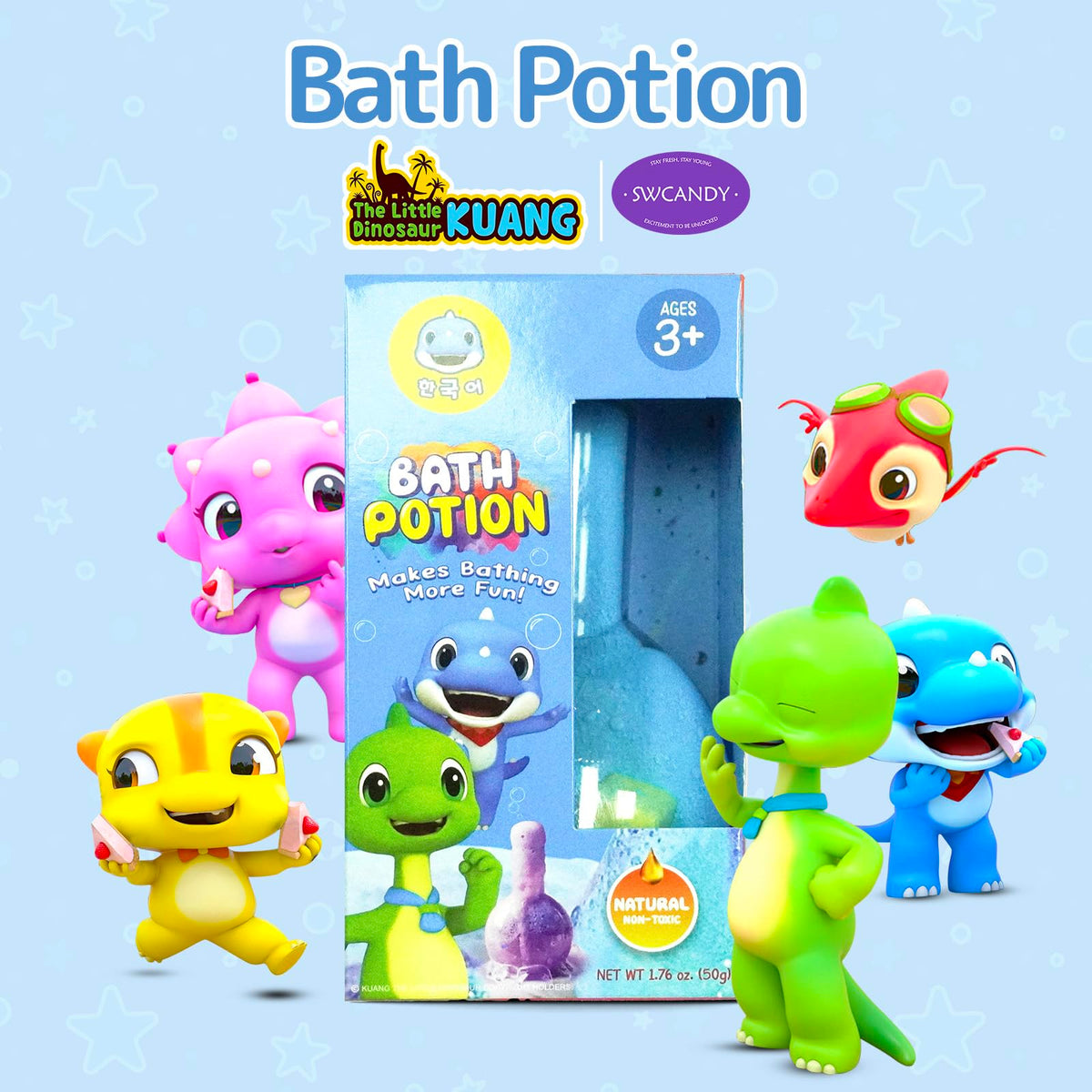 Premium imported children gift set packaging featuring six colorful bubble foam potions.