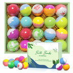 Santrela handmade aromatherapy spa bubble bath balls displaying diverse scents including lavender and vanilla.