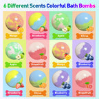 A kids bath bomb dissolving in water and revealing a hidden surprise toy