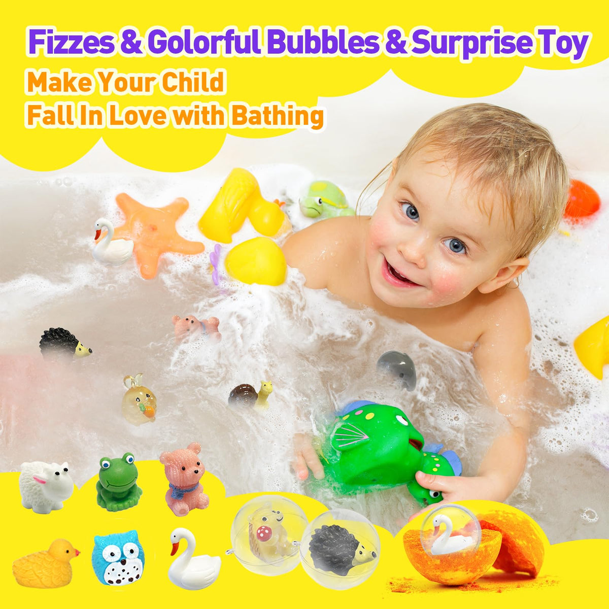 Natural and organic bath bombs with shea butter for children