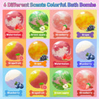 Santrela moisturizing bath bombs dissolving in water with rich colourful bubbles