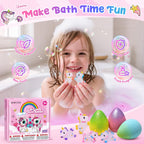 Nine individually wrapped round bath bombs in assorted vibrant rainbow colors