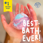 Colorful swirling galaxy water effect created by bubble gum scented bath bombs.
