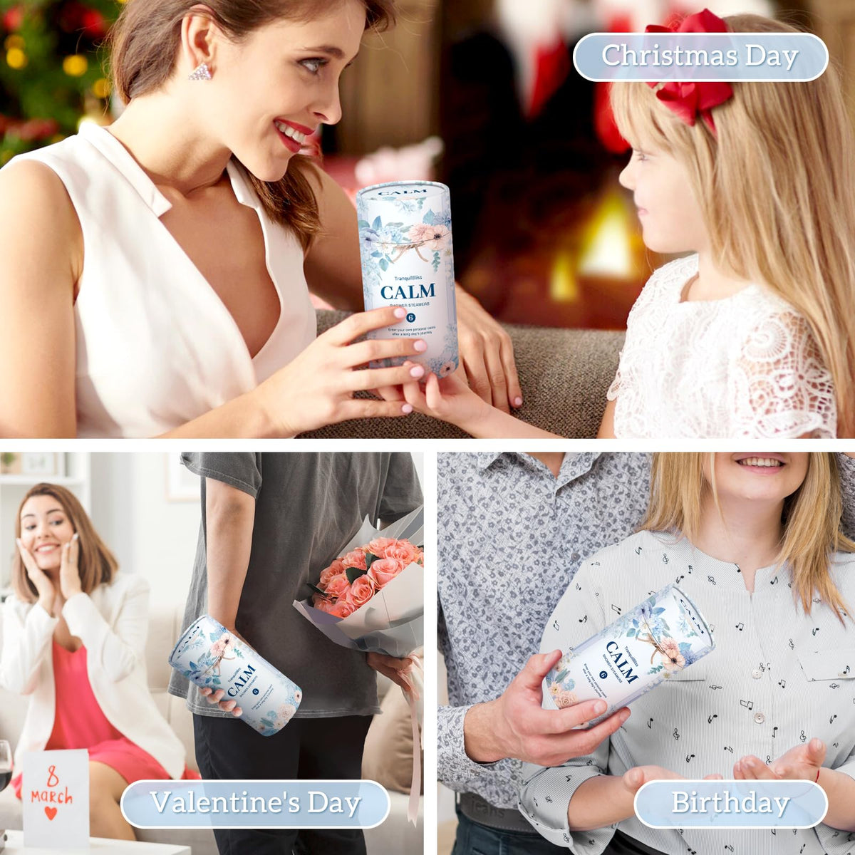 Travel ready individually wrapped stress relief bath products suitable for home spa care and closet freshening.