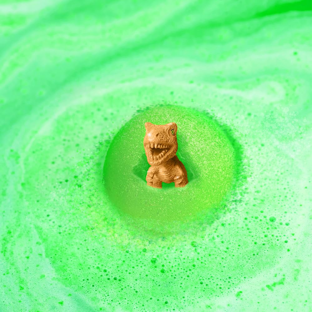 Rare golden dinosaur figure shown as a collectable surprise reward inside the fizzing toy