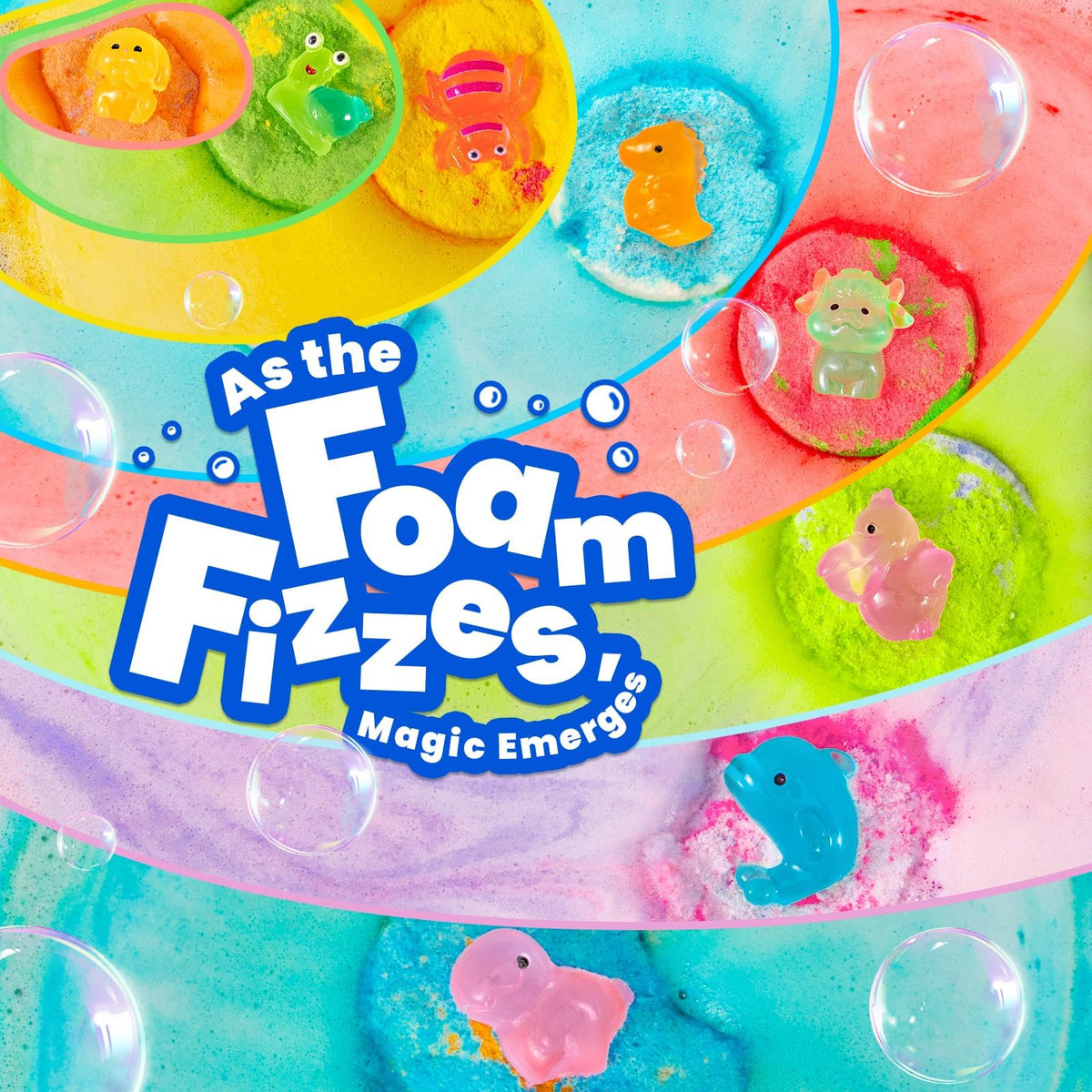 Bubbletail organic kids bath bombs packaging with eight distinct fruit flavor labels displayed clearly