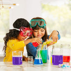 Kid friendly bath water color tablets dissolving cleanly in warm water.