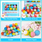 Individually wrapped handmade natural bath supplies assortment neatly arranged