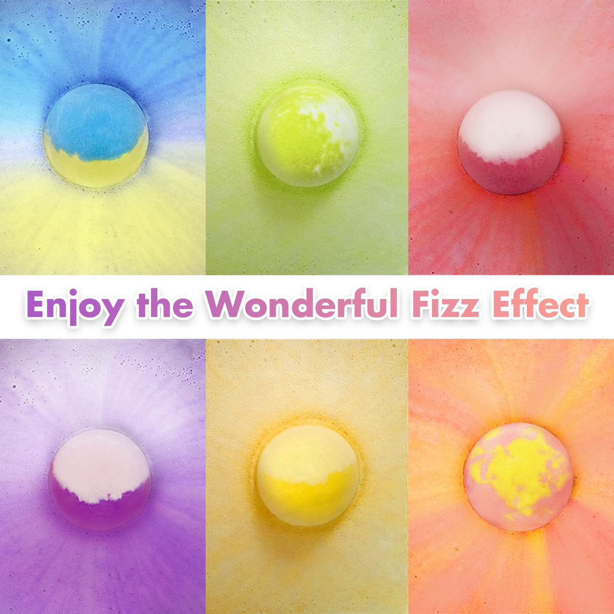 Close up of moisturizing shea butter infused bath ball textures.
